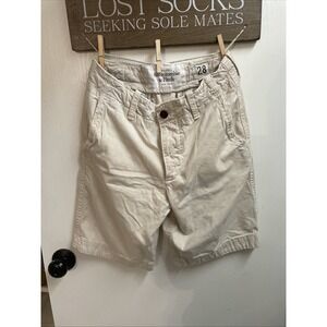 Abercrombie & Fitch Mens Chino Shorts Size 28 Cream Beige Distressed Button Fly